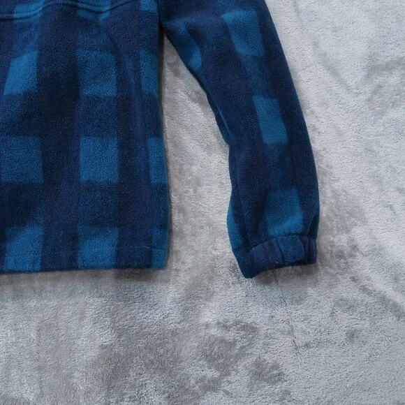 Columbia Mens Fleece Jacket Casual Drawstring Waist Zip Up Checkered Blue - Picture 5 of 16